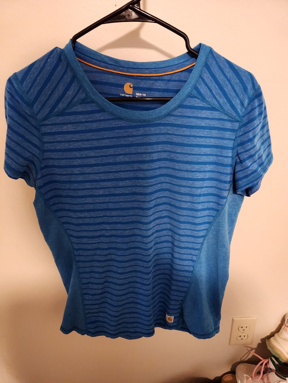 Carhartt Women's Blue Striped Short Sleeve Tee M Medium